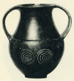 AMPHORA, NECK (ETRUSCAN, BUCCHERO)