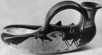 FIGURE VASE, ASKOS (ATHENIAN, RED-FIGURE)