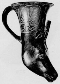 FIGURE VASE, RHYTON (SOUTH ITALIAN, APULIAN, RED-FIGURE)