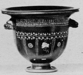 KRATER, BELL (SOUTH ITALIAN, GNATHIAN, BLACK GLAZE)