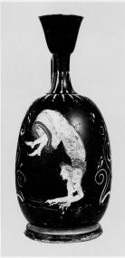 LEKYTHOS, SQUAT (SOUTH ITALIAN, GNATHIAN, BLACK GLAZE)