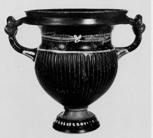 KRATER, KANTHAROID (SOUTH ITALIAN, GNATHIAN, BLACK GLAZE)