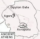 Map of Ancient Athens showing the site of the Acropolis.