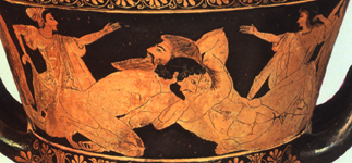 Detail from Athenian red-figure calyx-crater, about 550-500 BC. Paris, Musée du Louvre G103