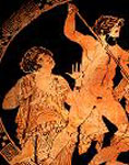 Detail from an Athenian red-figure clay vase, about 410 BC. Berlin, Antikensammlung F2531