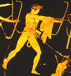 Apollo killing Niobes. Detail from an Athenian red-figure clay vase, about 475-425 BC. Paris, Musée du Louvre G341