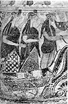 Apollo with Muses in a chariot. Detail from a 'Melian' (Parian) amphora from Melos. Athens 3961.