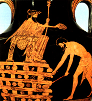 Detail from Athenian red-figure caly vase, about 490 BC. Paris. Musée du Louvre.