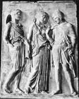 Eurydike with Hermes and Orpheus. Relief. Naples. Museo Archeologico Nazionale 6727. Photo. Anderson 23246