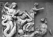 Part of north frieze from Pergamon Great Altar. Berlin. Staatliche Museen zu Berlin. Photo. Mus. PM 7344.