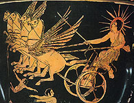 Detail from an Athenian red-figure clay vase, about 450-400 BC. London, British Museum E466