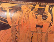 Detail from an Athenian red-figure clay vase, about 460 BC. Ferrara, Museo Nazionale di Spina 1685