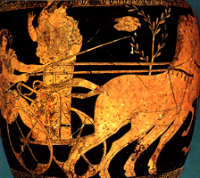 Detail from an Athenian red-figure clay vase, about 410 BC. Arezzo, Museo Nazionale Archeologico 1460