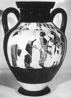 Perseus and the Nymphs. Chalcidian amphora from Caere. London, British Museum B155