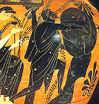 Detail from an Athenian black-figure clay vase, about 510 BC. Leiden, National Museum of Antiquities PC 49