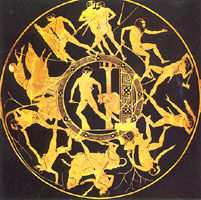 Detail from an Athenian red-figure clay cup, about 440 BC. London, British Museum E84.