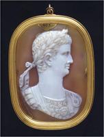 Sardonyx cameo showing bust of Roman Emperor Claudius