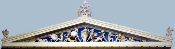 Photo of plaster model of Aegina temple pediment