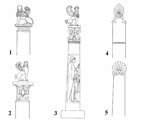 Drawings of 5 stelai